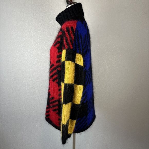 The Limited Vintage Multi Pattern Colorblock Turtleneck Sweater Size S Mohair - Picture 4 of 7